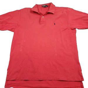 Ralph Lauren Mens L Shirt Polo Short Sleeve Black Label Red‎ with Pony-ISSUE